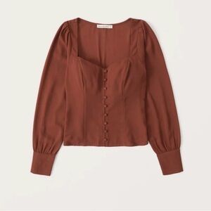 NWT Abercrombie & Fitch Button Front Puffed Sleeve Blouse